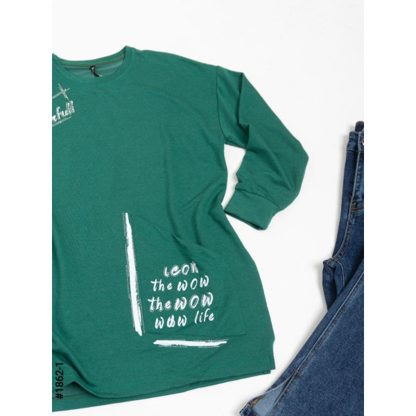 1862-1 Жіночий батнік з принтом двонитка напівбатал (3 од: S-M, M-L, L-XL)