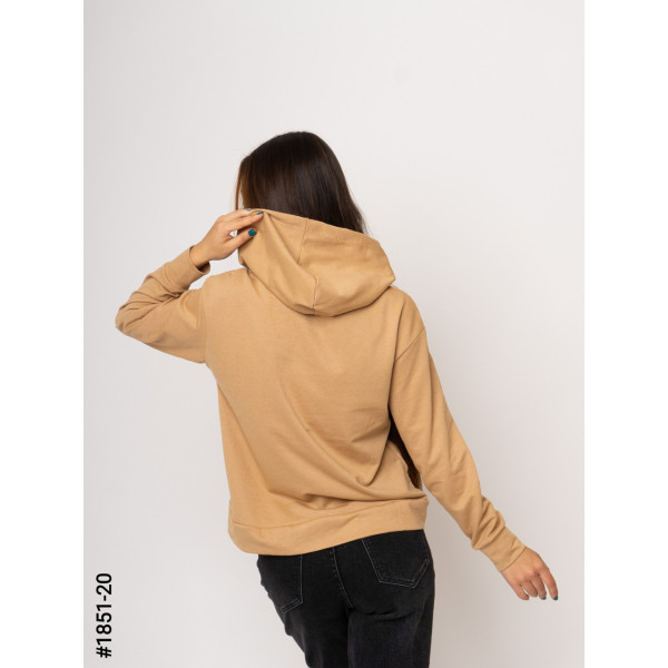 1851-20 Худі жіночі двунитка з принтом норма (3 од: S-M, M-L, L-XL)