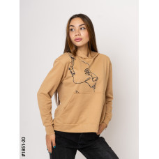 1851-20 Худі жіночі двунитка з принтом норма (3 од: S-M, M-L, L-XL)