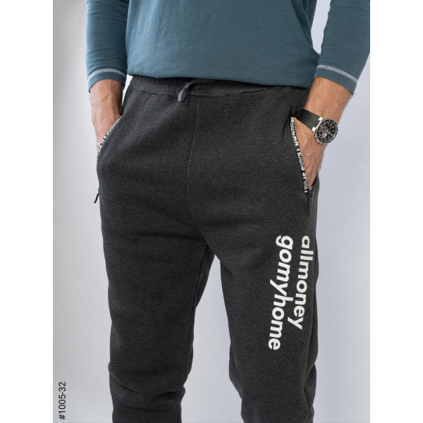 1005-32 Спортивные штаны мужские на флисе коттон норма (6 ед: L-2,2XL-2,3XL-2)