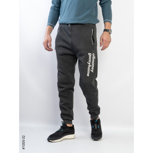 1005-32 Спортивные штаны мужские на флисе коттон норма (6 ед: L-2,2XL-2,3XL-2)