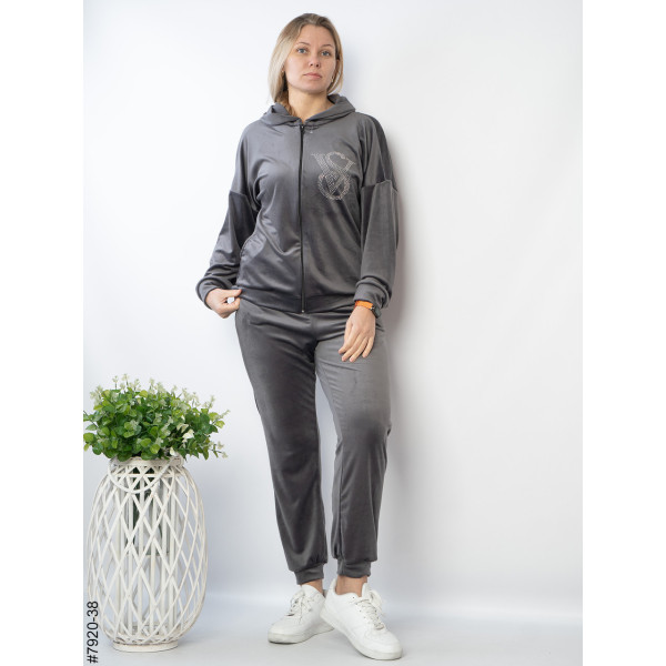 7920-38 Спортивний костюм жіночий велюр напівбатал (3 од: 48,50,52)