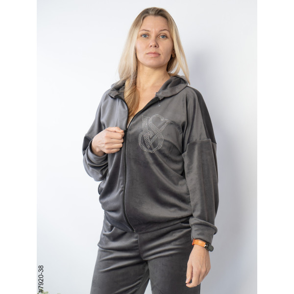 7920-38 Спортивний костюм жіночий велюр напівбатал (3 од: 48,50,52)