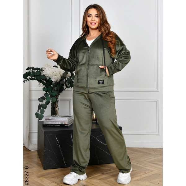 8327-6 Спортивний костюм жіночий на блискавці велюр напівбатал (4 од: 48,50,52,54)