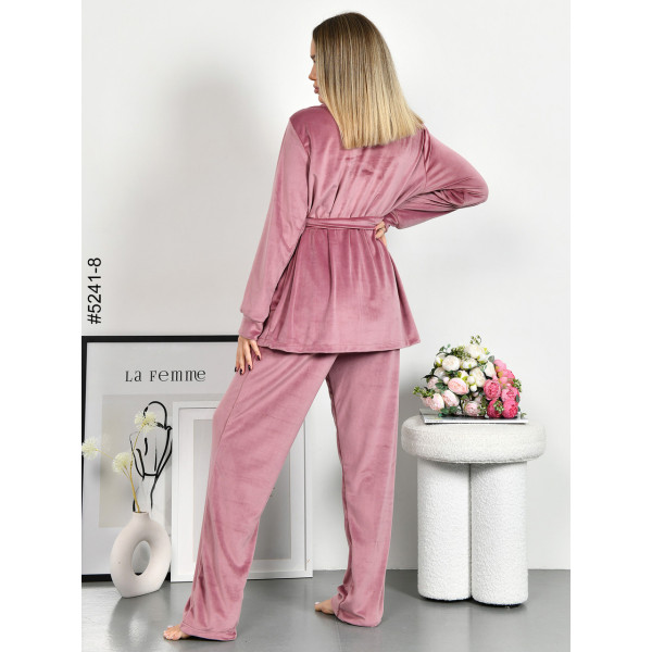 5241-8 Костюм домашній жіночий велюр з камінням (3 од: 42-44,46-48,50-52)