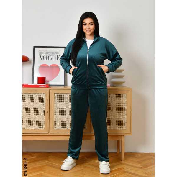 4590-2 Спортивний костюм жіночий велюр на блискавці напівбатал (3 од: 48,50,52)