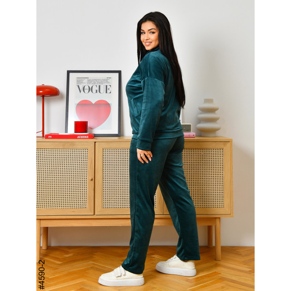 4590-2 Спортивний костюм жіночий велюр на блискавці напівбатал (3 од: 48,50,52)