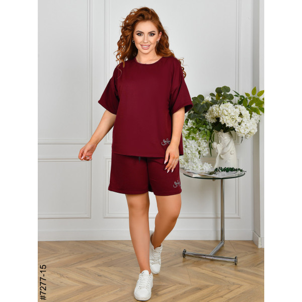 7277-15 Спортивний костюм жіночий двонитка напівбатал (4 од: 48,50,52,54)