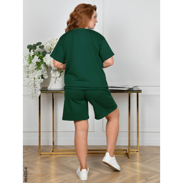 6420-4 Спортивний костюм жіночий двонитка напівбатал (3 од: 48,50,52)