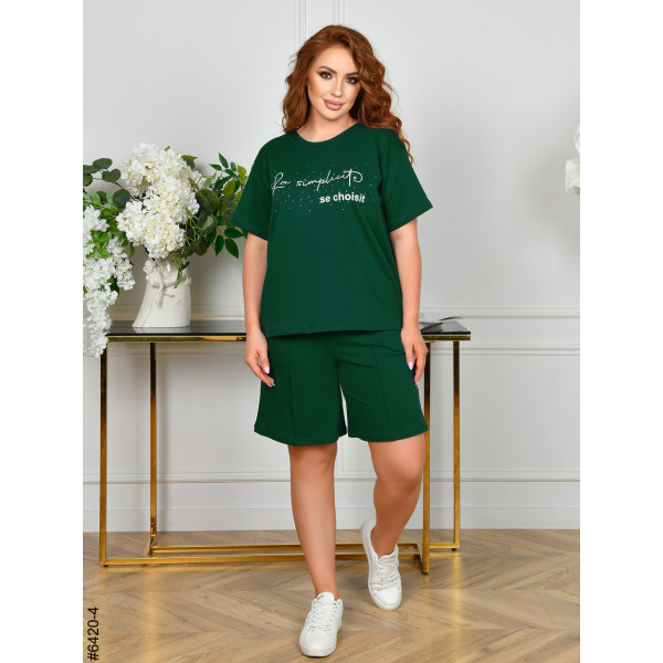 6420-4 Спортивний костюм жіночий двонитка напівбатал (3 од: 48,50,52)