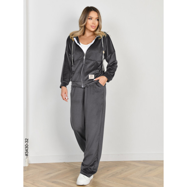 3430-32 Спортивний костюм жіночий на блискавці велюр норма (3 од: 44,46,48)