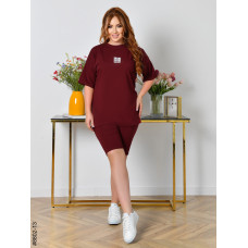 8802-13 Костюм жіночий футболка + велосипедки турецька бавовна напівбатал (3 од:48,50,52)