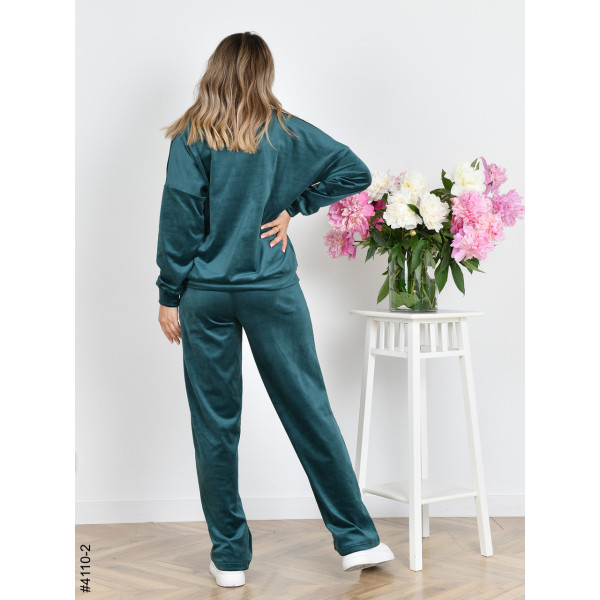 4110-2 Спортивний костюм жіночий на блискавці велюр прямі штани норма (3 од: 42,44,46)
