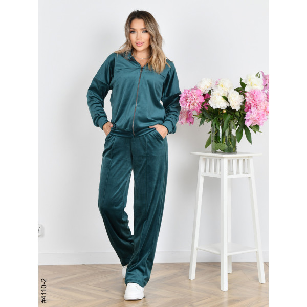 4110-2 Спортивний костюм жіночий на блискавці велюр прямі штани норма (3 од: 42,44,46)