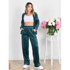 4110-2 Спортивний костюм жіночий на блискавці велюр прямі штани норма (3 од: 42,44,46)