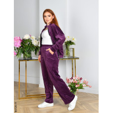 4720-11 Спортивний костюм жіночий на блискавці велюр прямі штани напівбатал (3 од: 48,50,52)