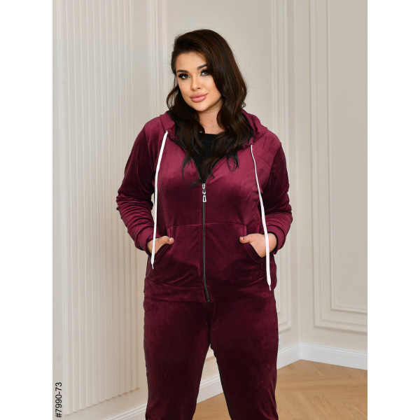 7990-73 Спортивний костюм жіночий на блискавці велюр супербатал (4 од: 54,56.58.60)