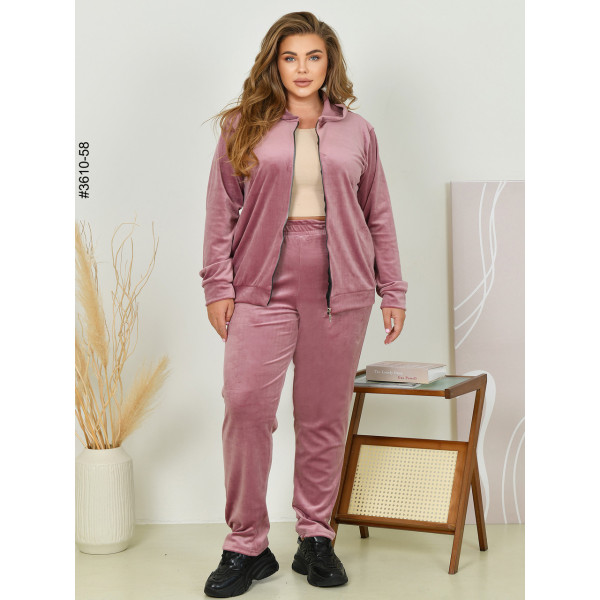 3610-58 Спортивний костюм жіночий на блискавці велюр батал (3 од: 54,56,58)