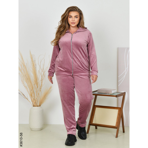 3610-58 Спортивний костюм жіночий на блискавці велюр батал (3 од: 54,56,58)