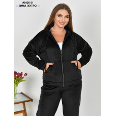 8426-31 Спортивний костюм жіночий на блискавці велюр на хутрі напівбатал (4 од: 48,50,52,54)