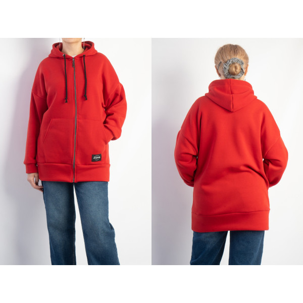 4655-2 Худі на блискавці жіночий тринитка на флісі батал (5 од: розмір 52-54 | універсальний)