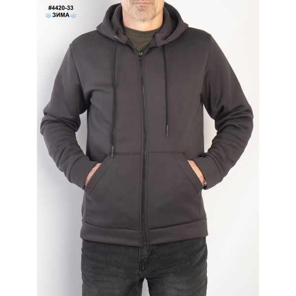 4420-33 Толстовка чоловіча на блискавці тринитка на флісі норма (5 од: 48,50,52,54,56)