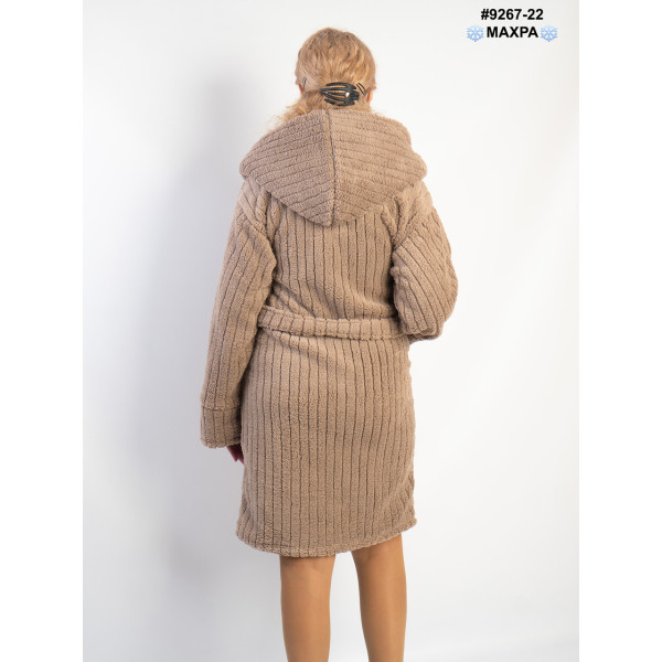 9267-22 Халат жіночий на запах махра напівбатал (3 од: 44-46,48-50,52-54)