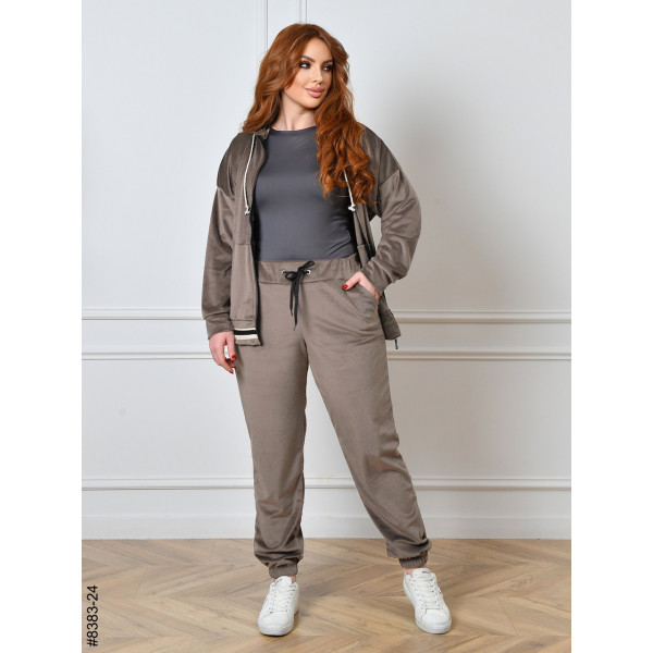 8383-24 Спортивний костюм жіночий на блискавці велюр напівбатал (4 од: 48,50,52,54)