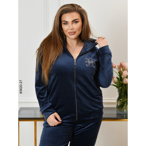 3620-27 Спортивний костюм жіночий на блискавці велюр батал (3 од: 54,56,58)