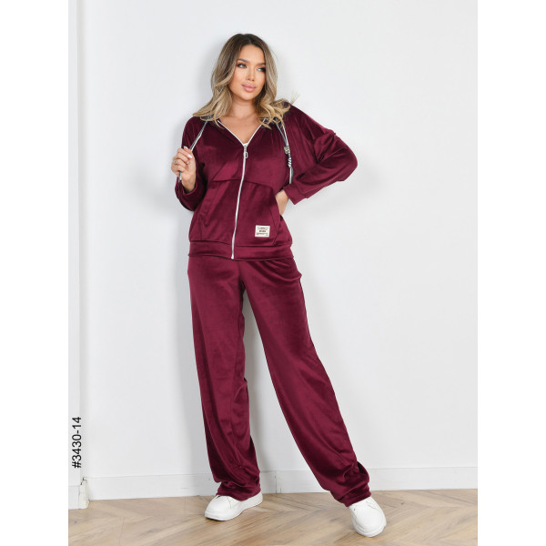 3430-14 Спортивний костюм жіночий на блискавці велюр норма (3 од: 44,46,48)
