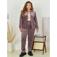 3610-9 Спортивний костюм жіночий на блискавці велюр батал (3 од: 54,56,58)