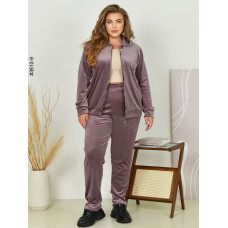 3610-9 Спортивний костюм жіночий на блискавці велюр батал (3 од: 54,56,58)