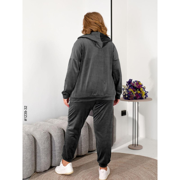 1239-32 Спортивний костюм жіночий на блискавці велюр супербатал (3 од: 54,56,58)