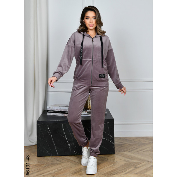 6101-48 Спортивний костюм жіночий на блискавці велюр норма (5 од: 44,46,48,50,52)