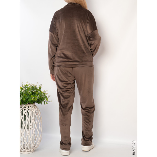 4590-20 Спортивний костюм жіночий велюр на блискавці напівбатал (3 од: 48,50,52)