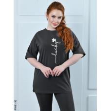 1661-32 Костюм жіночий футболка + бриджі кулір напівбатал (3 од:48,50,52)