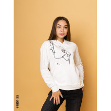 1851-35 Худі жіночі двунитка з принтом норма (3 од: S-M, M-L, L-XL)