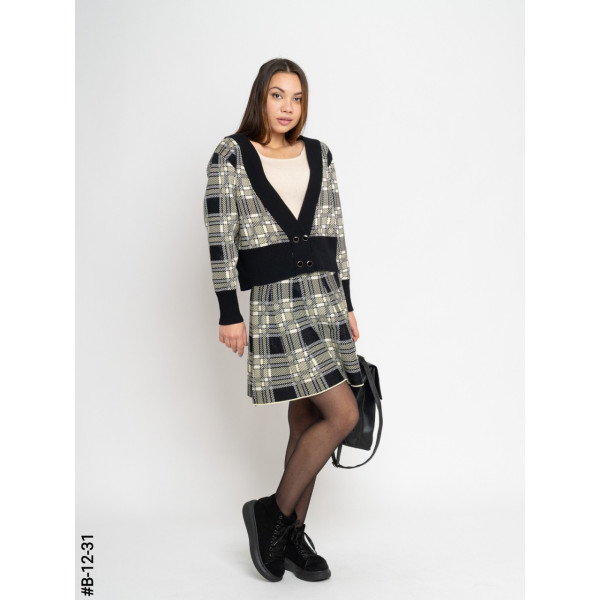 B-12-31 Костюм жіночий машинного в'язання: кардиган + спідниця норма (1 од: 44-48 ⁇ універсальний)