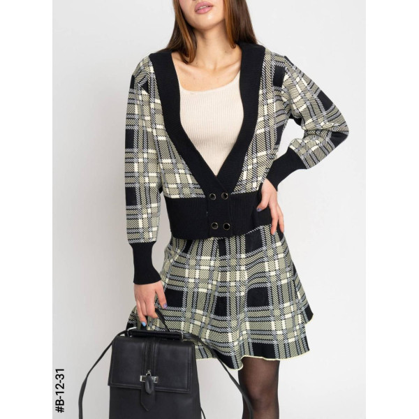 B-12-31 Костюм жіночий машинного в'язання: кардиган + спідниця норма (1 од: 44-48 ⁇ універсальний)