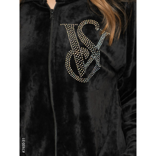 7920-31 Жіночий спортивний костюм велюр напівбатал (3 од: 48,50,52)