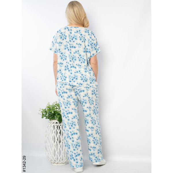 1342-29 Костюм жіночий з квітковим принтом штапель (4 од: 44,46,48,50)