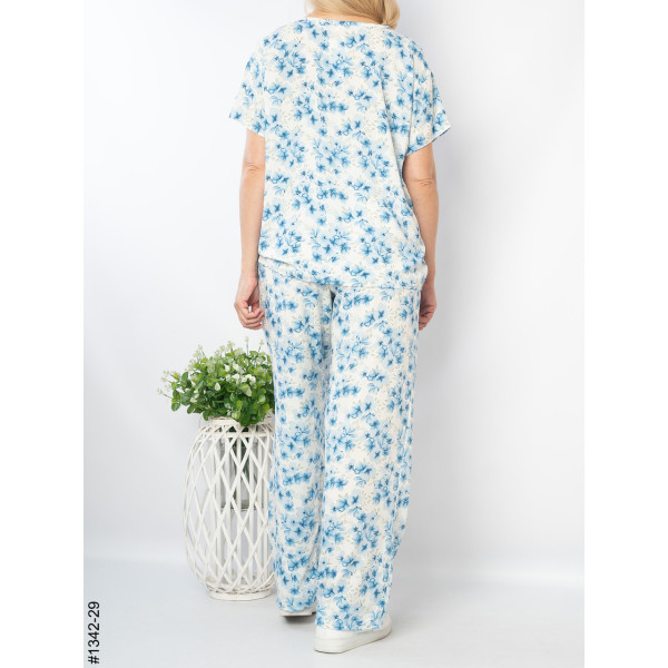 1342-29 Костюм жіночий з квітковим принтом штапель (4 од: 44,46,48,50)