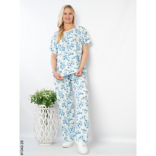 1342-29 Костюм жіночий з квітковим принтом штапель (4 од: 44,46,48,50)