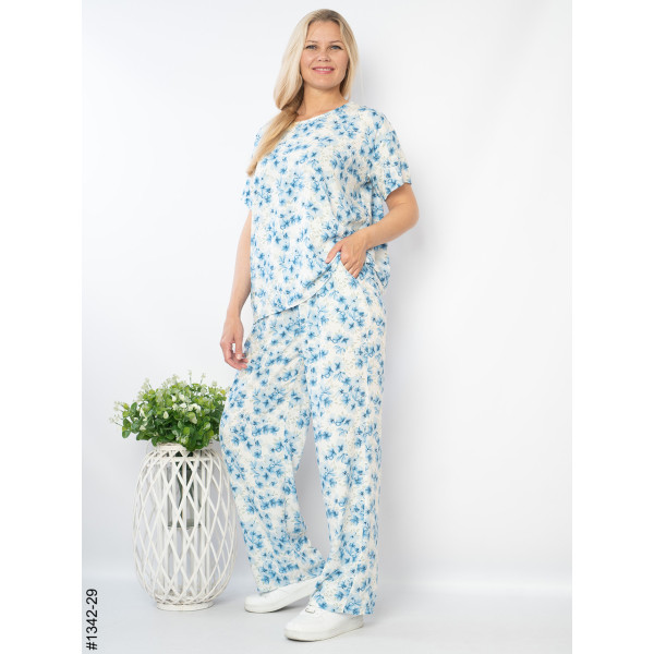 1342-29 Костюм жіночий з квітковим принтом штапель (4 од: 44,46,48,50)