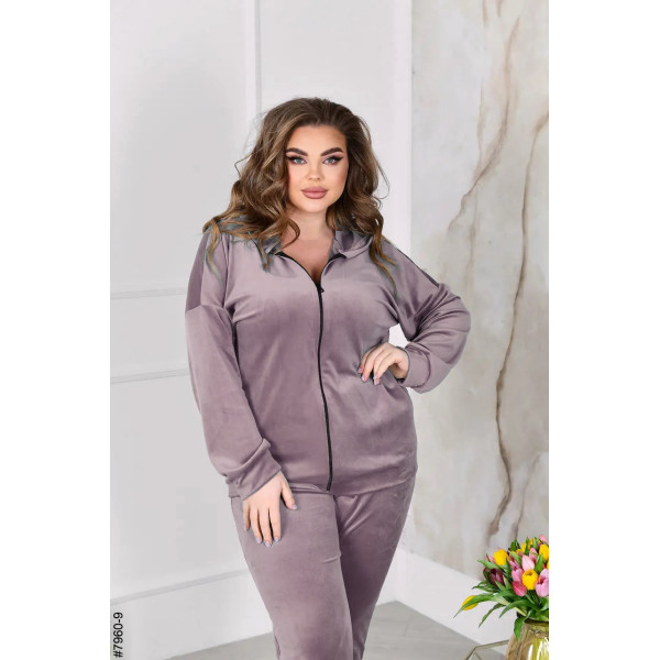 7960-9 Спортивний костюм жіночий на блискавці велюр супербатал (3 ед: 54-56,56-58,58-60)