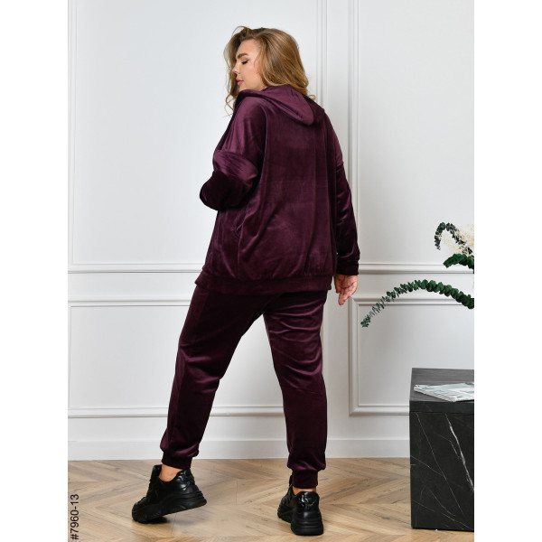 7960-13 Спортивний костюм жіночий на блискавці велюр супербатал (3 ед: 54-56,56-58,58-60)