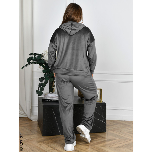 8327-32 Спортивний костюм жіночий на блискавці велюр напівбатал (4 од: 48,50,52,54)