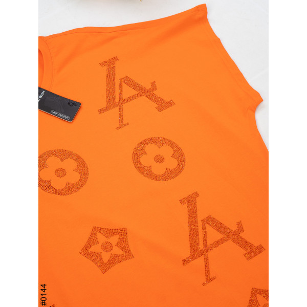 0144 Футболка жіноча з принтом батал мікс кольорів (6 од: 3XL-3 шт, 4XL-3 шт.)