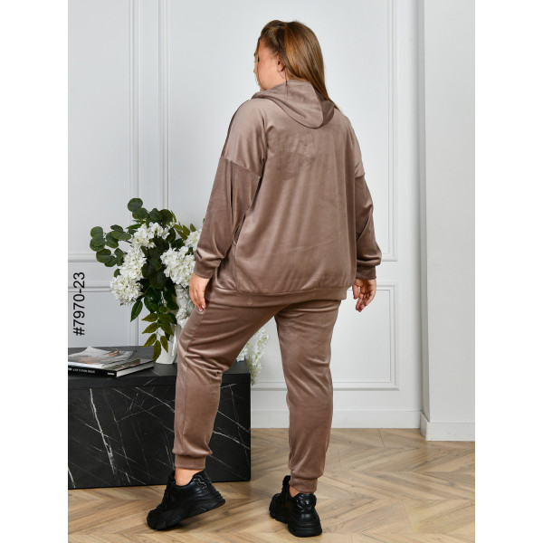 7970-23 Спортивний костюм жіночий на блискавці велюр супербатал (3 ед: 54-56,56-58,58-60)