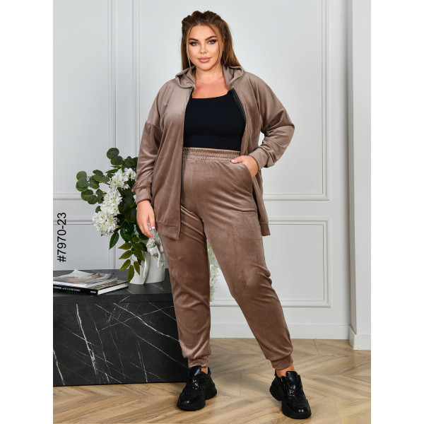 7970-23 Спортивний костюм жіночий на блискавці велюр супербатал (3 ед: 54-56,56-58,58-60)